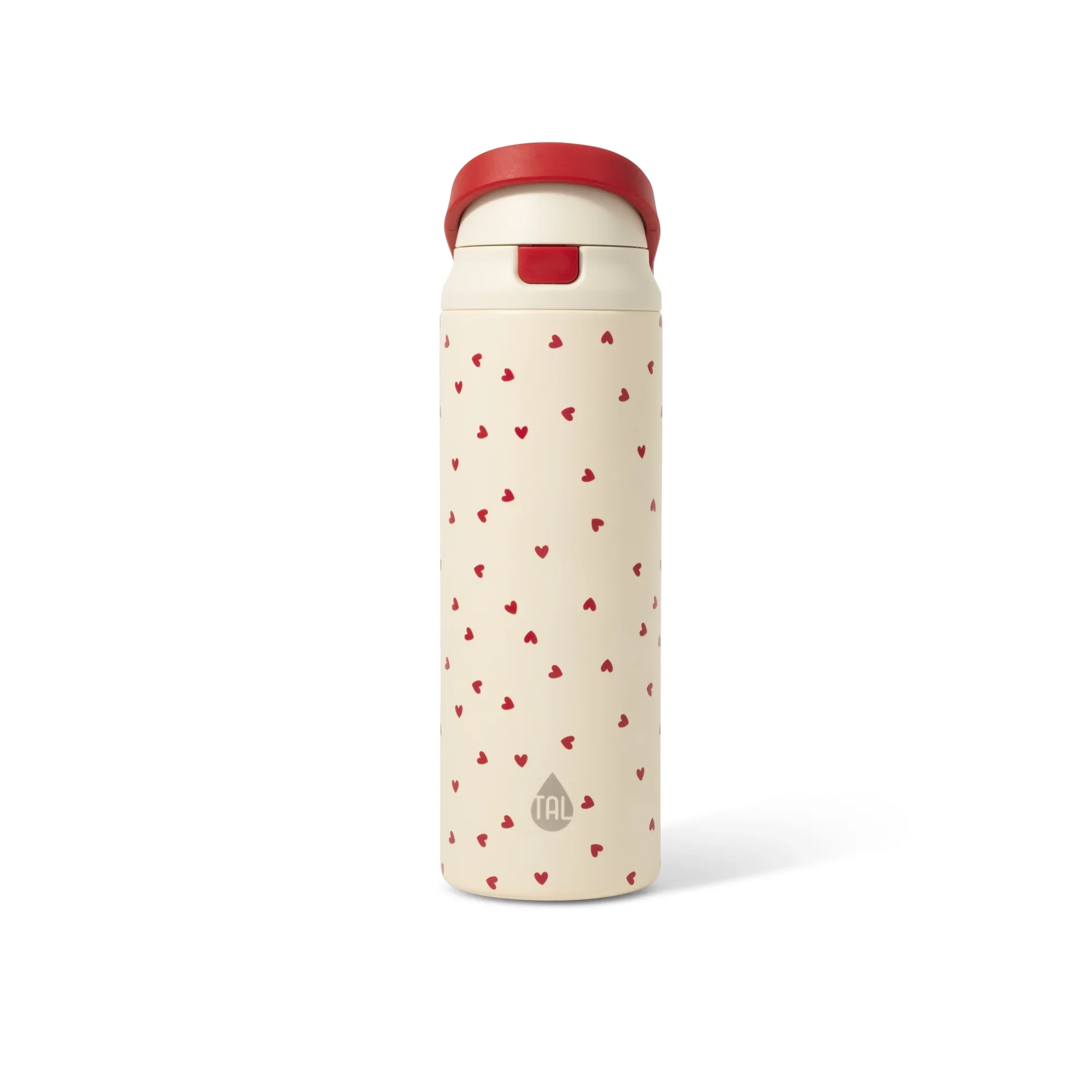 TAL Stainless Steel 2-in-1 Straw and Chug Water Bottle with Push Lid 24 fl oz, Hearts