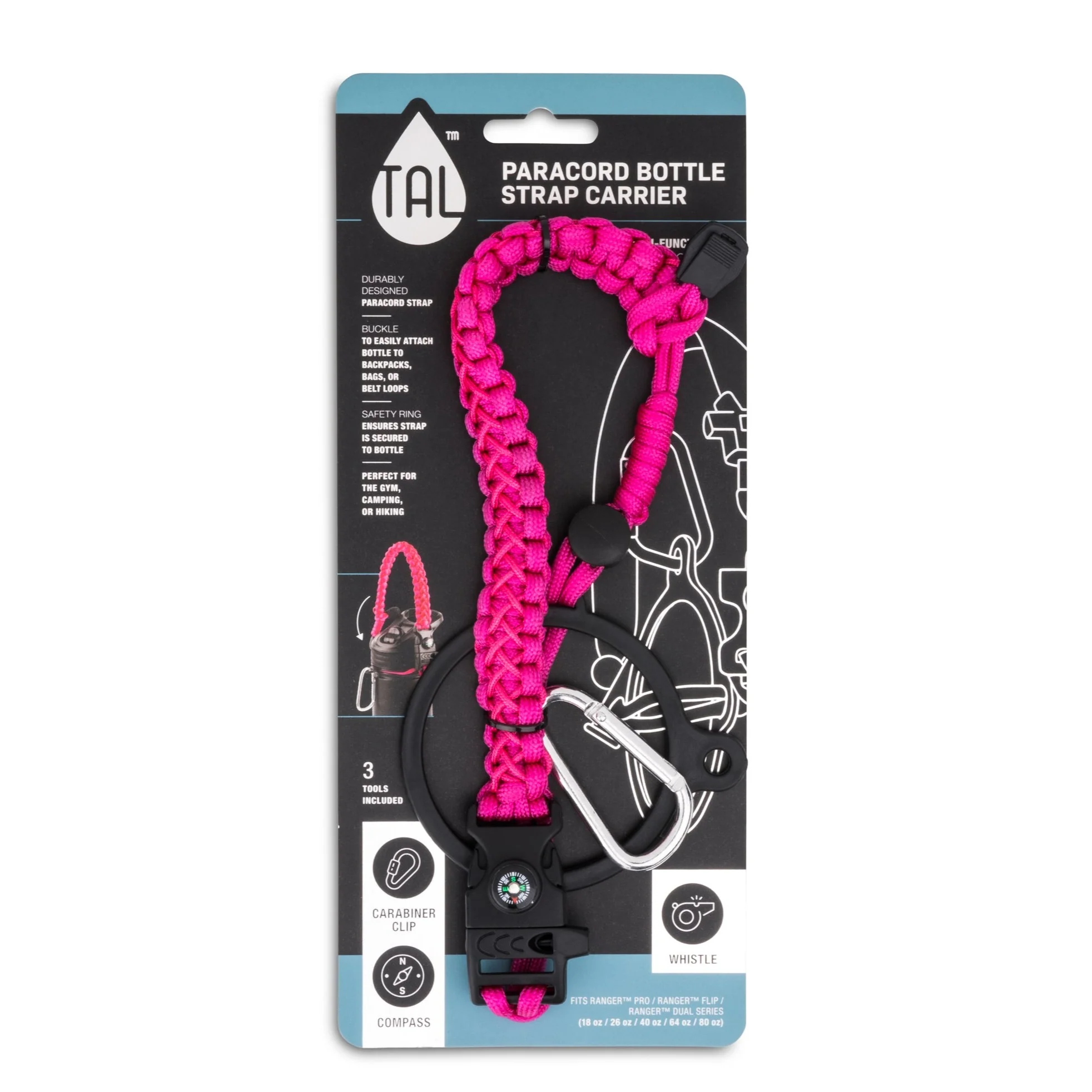 Paracord Bottle Strap Carrier Pink - Image 3
