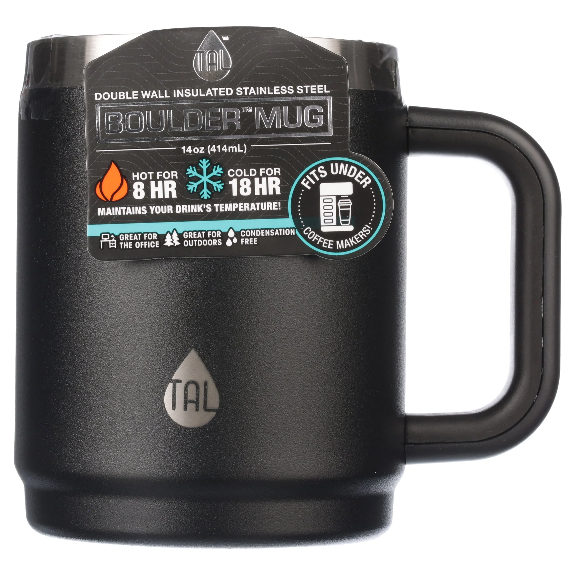 TAL Stainless Steel Boulder Coffee Mug 14oz, Black - Image 3