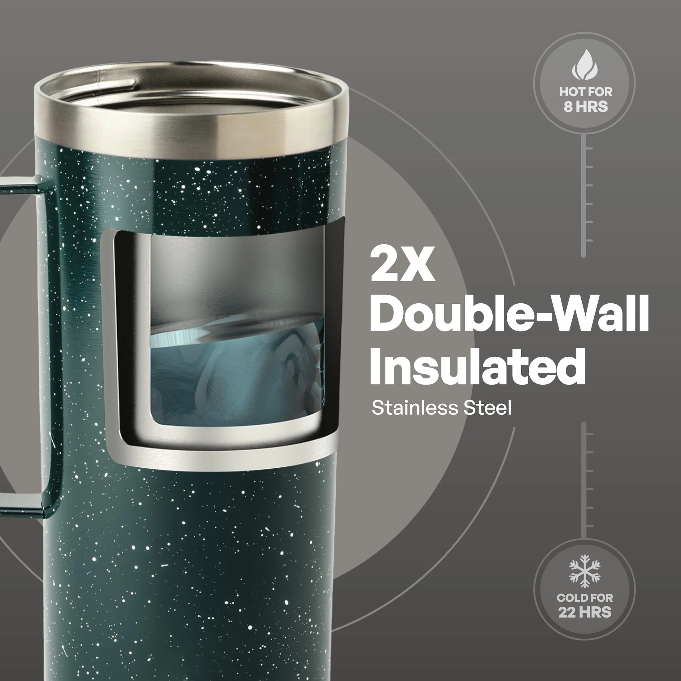 TAL Stainless Steel Mountaineer Travel Mug 20 oz, Teal Speckle - Image 3