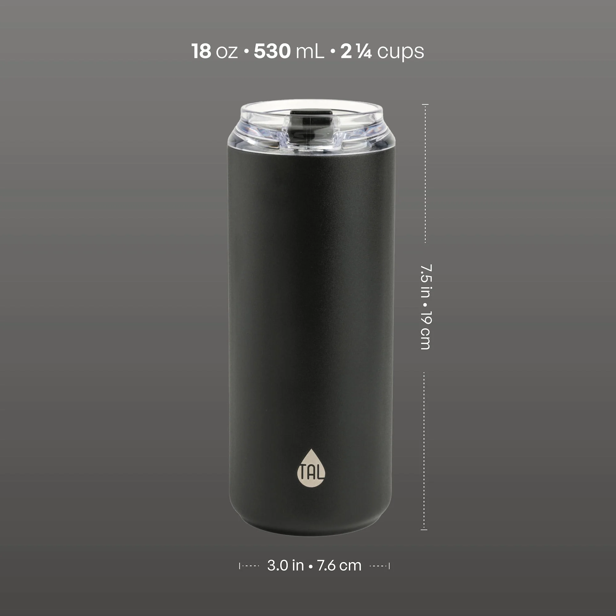 TAL Stainless Steel Tall Boy Tumbler 18 oz, Black - Image 4