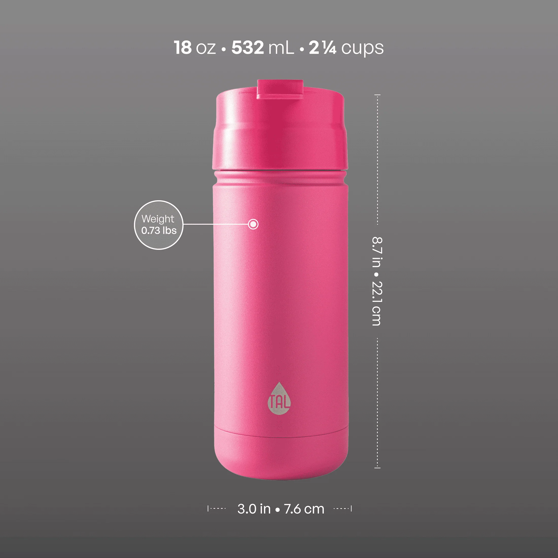 TAL Stainless Steel Ranger Coffee Travel Mug 18 oz, Pink - Image 4